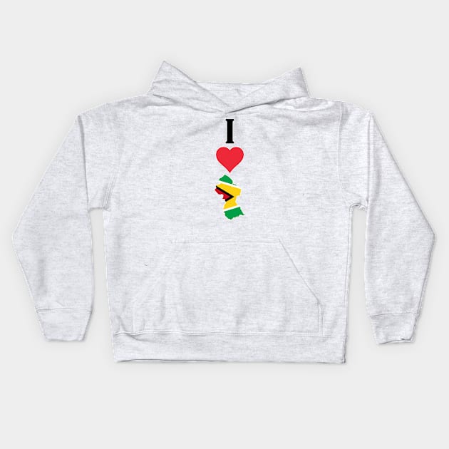 I Heart Guyana Vertical I Love Guyanese National Flag Map Kids Hoodie by Sports Stars ⭐⭐⭐⭐⭐